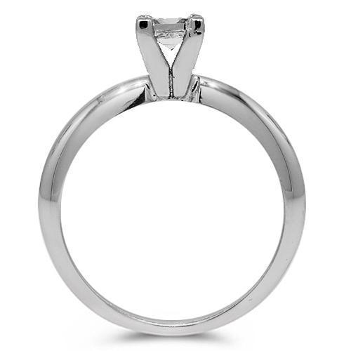 18K Solid White Gold Diamond Solitaire Engagement Ring 0.54 Ctw