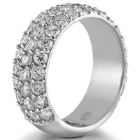 Thumbnail for 18K Solid White Gold Diamond Wedding Ring Band 3.00 Ctw