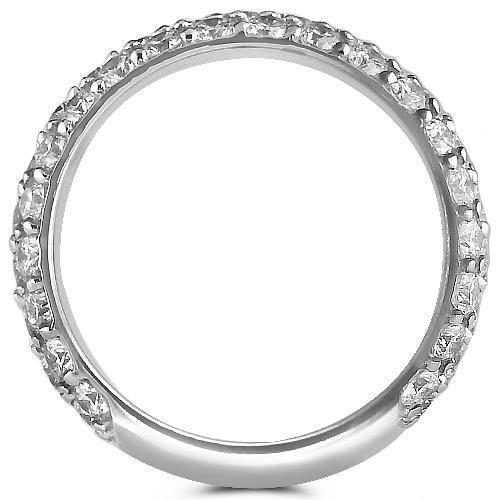18K Solid White Gold Diamond Wedding Ring Band 3.00 Ctw
