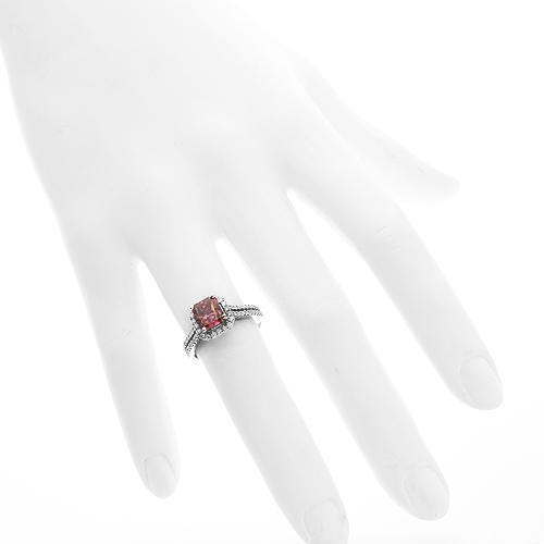 18K Solid White Gold Enhanced Pink Diamond Engagement Ring 2.02 Ctw