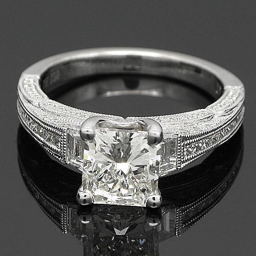 18K Solid White Gold GIA Certified Diamond Engagement Ring 3.76 Ctw