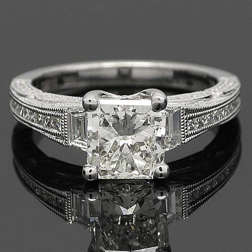 18K Solid White Gold GIA Certified Diamond Engagement Ring 3.76 Ctw