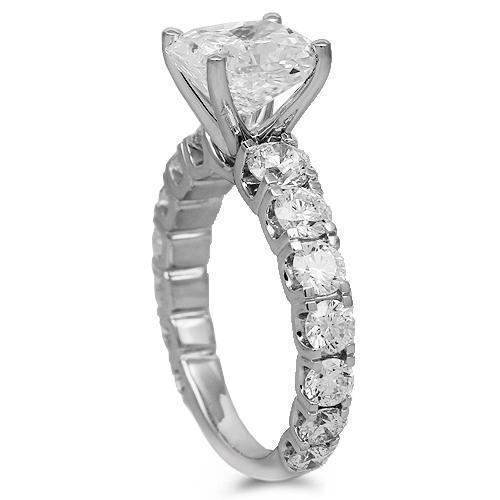 18K Solid White Gold Scalloped Pave Diamond Engagement Ring
