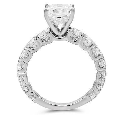 18K Solid White Gold Scalloped Pave Diamond Engagement Ring