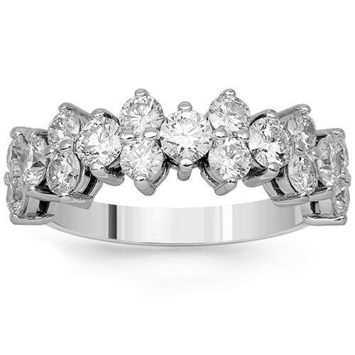 18K Solid White Gold Womens Diamond Wedding Ring Band 1.00 Ctw