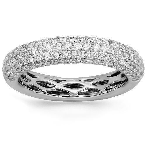 18K Solid White Gold Womens Diamond Wedding Ring Band 1.01 Ctw