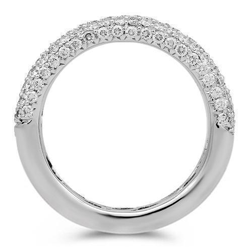 18K Solid White Gold Womens Diamond Wedding Ring Band 1.01 Ctw