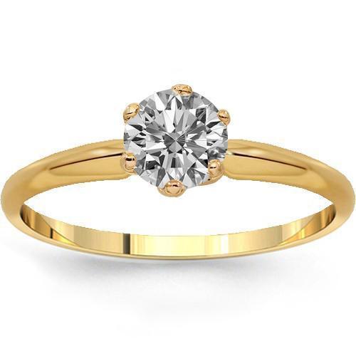 18K Solid Yellow Gold Diamond Solitaire Engagement Ring 1.03 Ctw