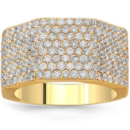 18K Solid Yellow Gold Mens Diamond Wedding Ring Band 4.00 Ctw