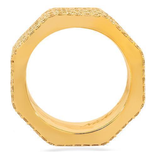 18K Solid Yellow Gold Mens Diamond Wedding Ring Band 4.00 Ctw