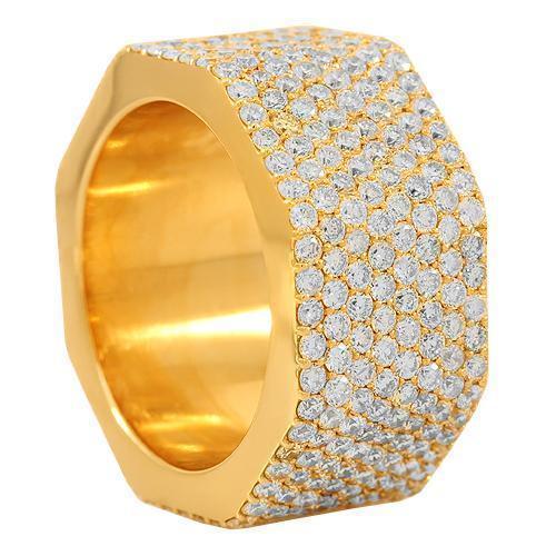 18K Solid Yellow Gold Mens Diamond Wedding Ring Band 4.00 Ctw