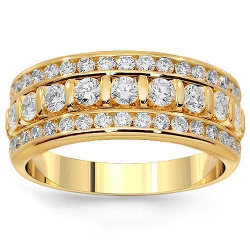 18K Solid Yellow Gold Womens Diamond Wedding Ring Band 1.79 Ctw