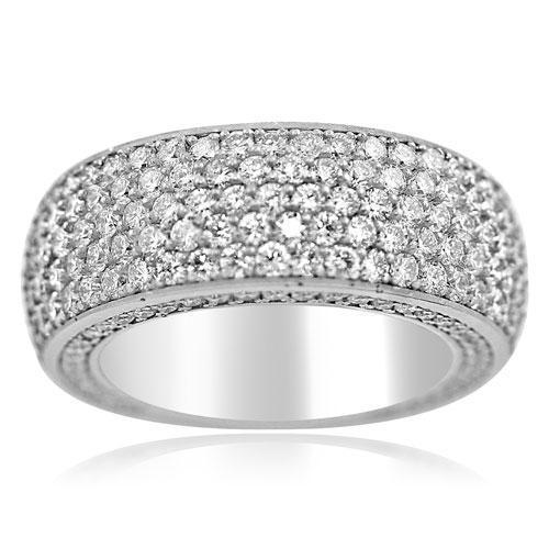 18K White Gold Mens Diamond Wedding Band 5.50 Ctw