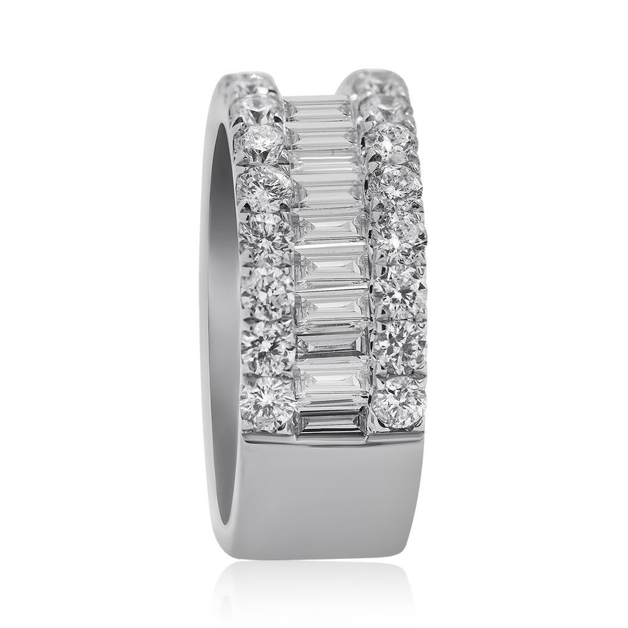Alianza de boda para mujer en oro blanco de 18 quilates con diamantes talla baguette de 1,15 quilates