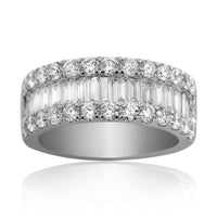 Thumbnail for 18K White Gold Womens Baguette Diamond Wedding Band 1.15 Ctw
