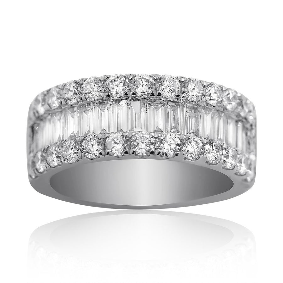 Alianza de boda para mujer en oro blanco de 18 quilates con diamantes talla baguette de 1,15 quilates