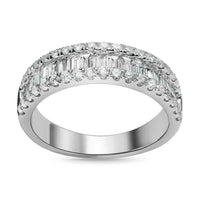 Thumbnail for 18K White Gold Womens Baguette Diamond Wedding Band 1.15 Ctw