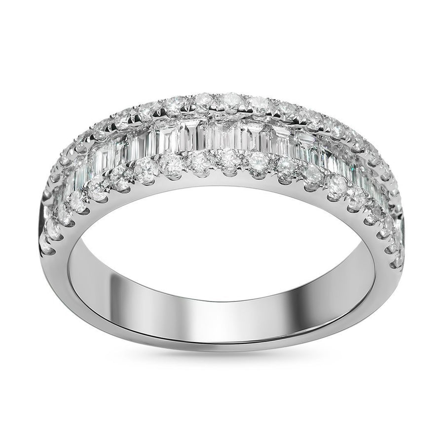 Alianza de boda para mujer en oro blanco de 18 quilates con diamantes talla baguette de 1,15 quilates