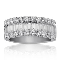 Thumbnail for 18K White Gold Womens Baguette Diamond Wedding Band 3.12 Ctw