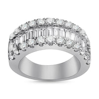 Thumbnail for 18K White Gold Womens Baguette Diamond Wedding Band 3.12 Ctw