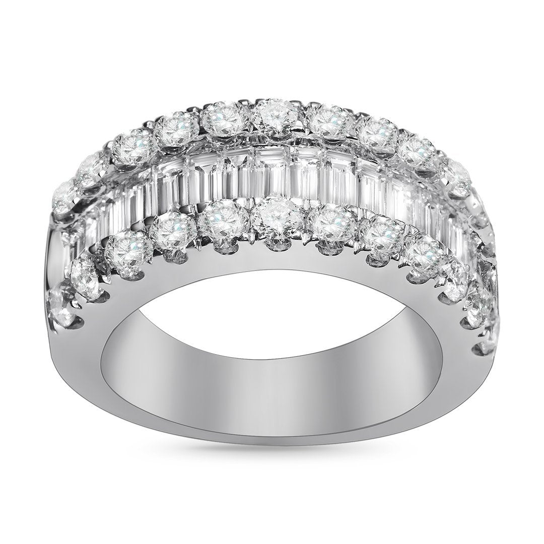 18K White Gold Womens Baguette Diamond Wedding Band 3.12 Ctw