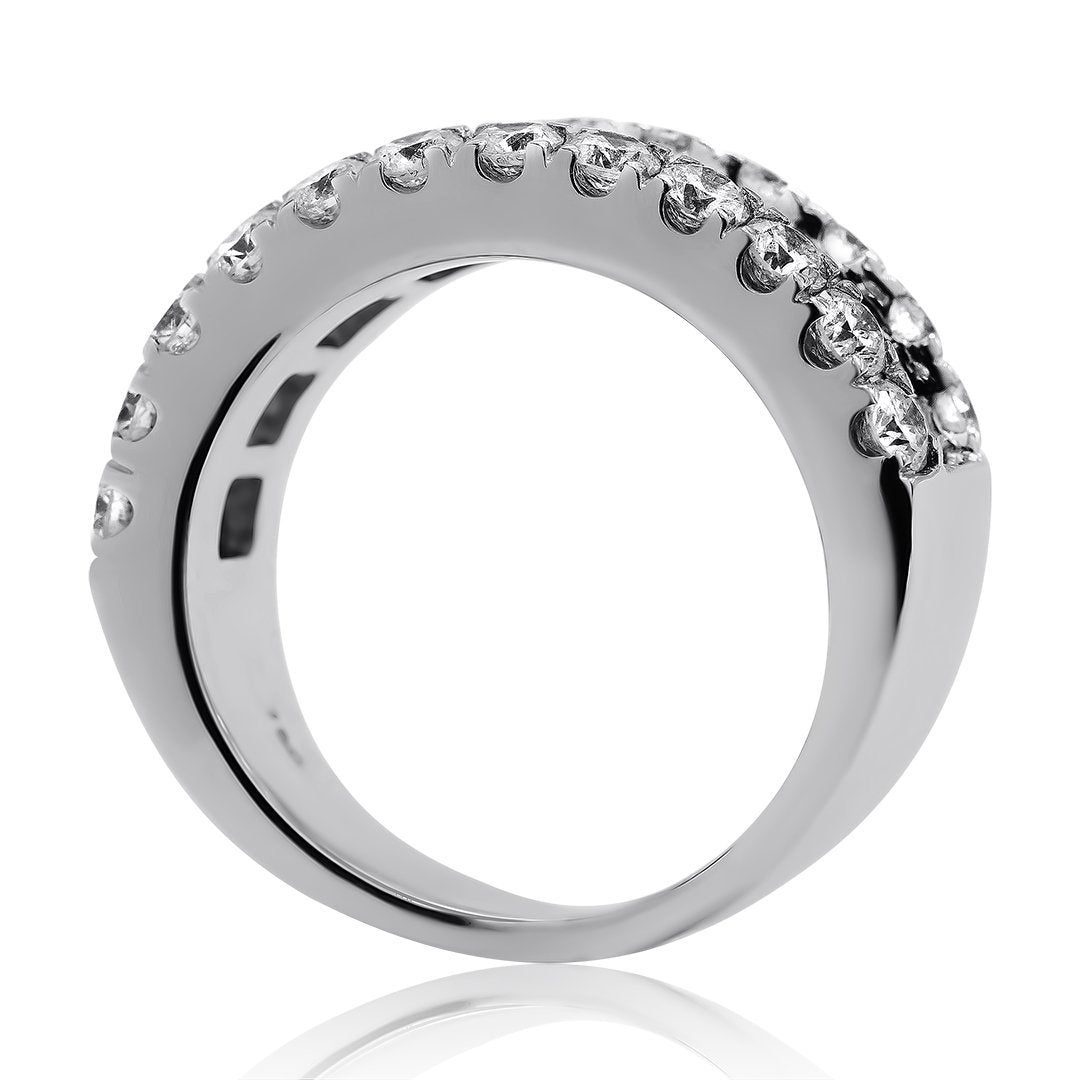 18K White Gold Womens Baguette Diamond Wedding Band 3.12 Ctw