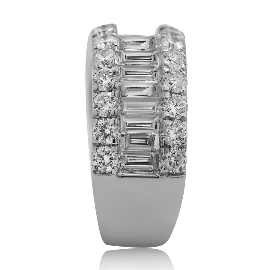 18K White Gold Womens Baguette Diamond Wedding Band 3.12 Ctw