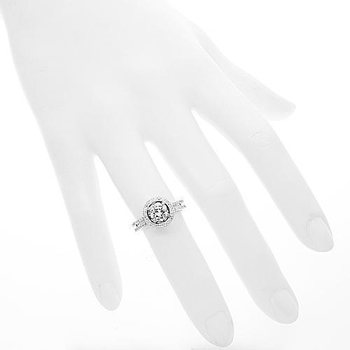 18K White Solid Gold Diamond Engagement Ring 1.25 Ctw