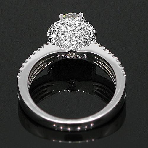18K White Solid Gold Diamond Engagement Ring 1.43 Ctw