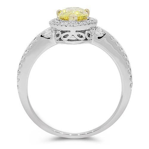 18K White Solid Gold Diamond Engagement Ring 1.60 Ctw