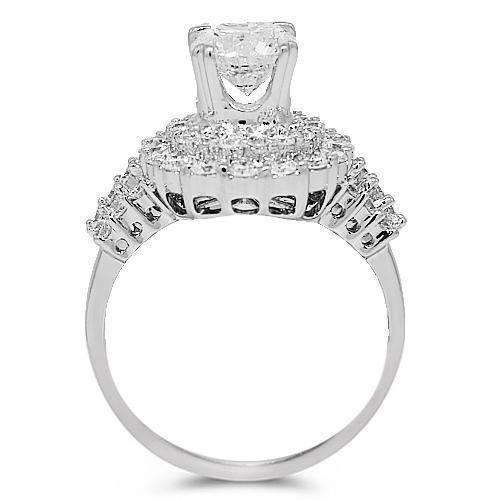 18K White Solid Gold Diamond Engagement Ring 2.33 Ctw