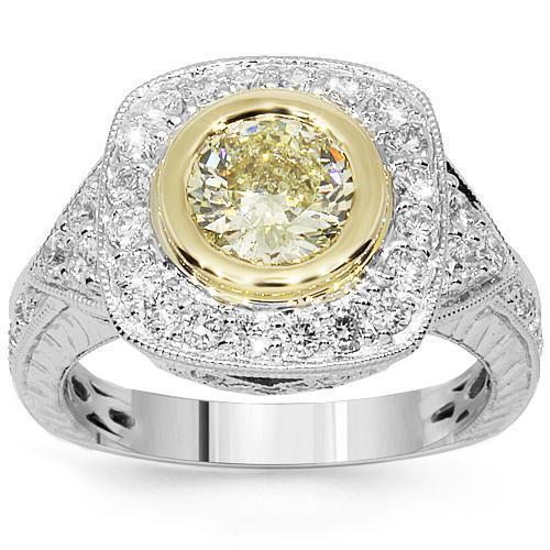 18K White Solid Gold Diamond Engagement Ring 2.48 Ctw