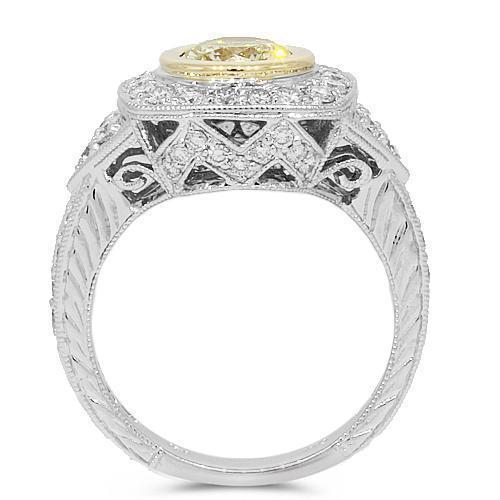 18K White Solid Gold Diamond Engagement Ring 2.48 Ctw