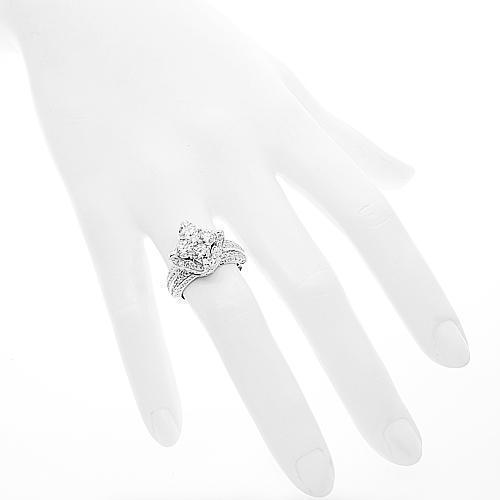 18K White Solid Gold Diamond Engagement Ring 2.88 Ctw
