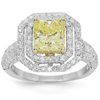 Thumbnail for 18K White Solid Gold Diamond Engagement Ring 3.39 Ctw