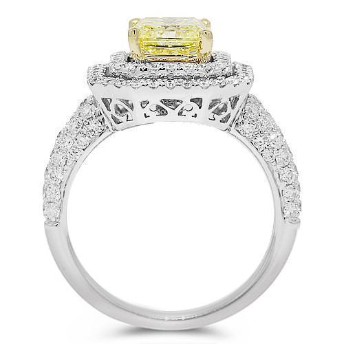 18K White Solid Gold Diamond Engagement Ring 3.39 Ctw