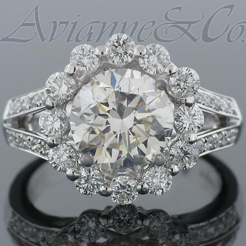 18K White Solid Gold Diamond Engagement Ring 3.55 Ctw