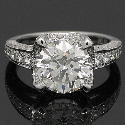 18K White Solid Gold Diamond Engagement Ring 4.12 Ctw