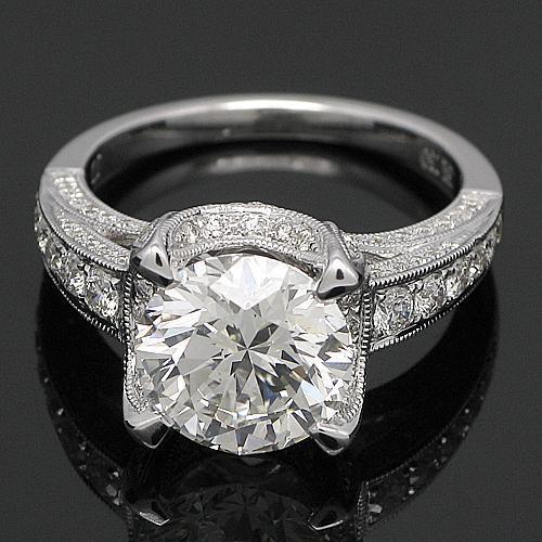 18K White Solid Gold Diamond Engagement Ring 4.12 Ctw