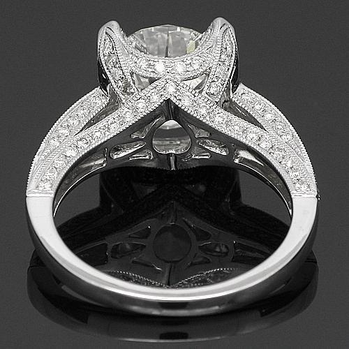 18K White Solid Gold Diamond Engagement Ring 4.12 Ctw