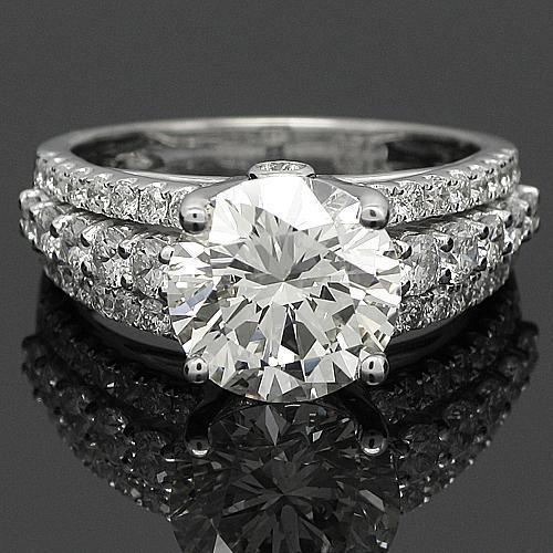 18K White Solid Gold Diamond Engagement Ring 4.53 Ctw