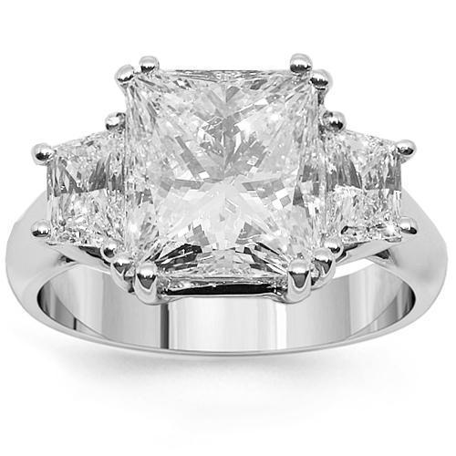 18K White Solid Gold Diamond Engagement Ring 5.63 Ctw