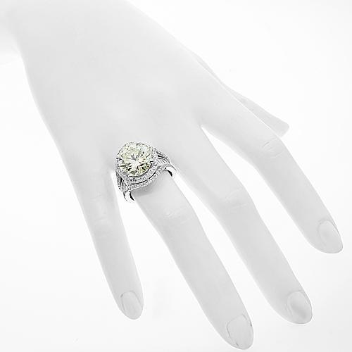 18K White Solid Gold Diamond Engagement Ring 9.61 Ctw