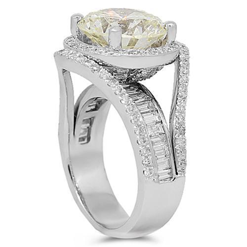 18K White Solid Gold Diamond Engagement Ring 9.61 Ctw