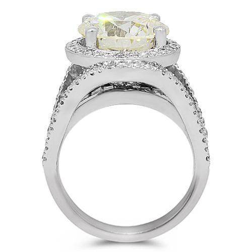 18K White Solid Gold Diamond Engagement Ring 9.61 Ctw