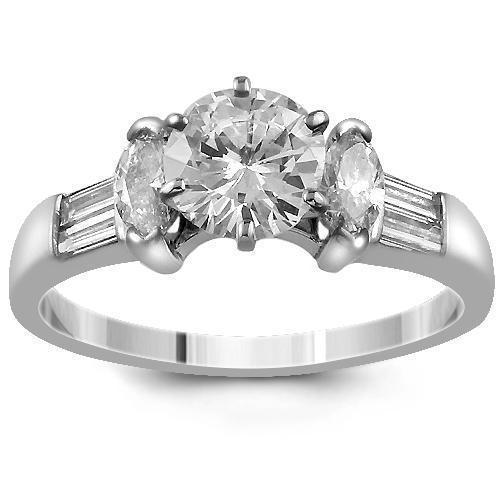 18K White Solid Gold GAI Certified Diamond Engagement Ring 1.86 Ctw
