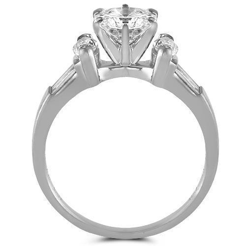 18K White Solid Gold GAI Certified Diamond Engagement Ring 1.86 Ctw