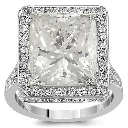 18K White Solid Gold GAI Certified Diamond Engagement Ring 13.19 Ctw