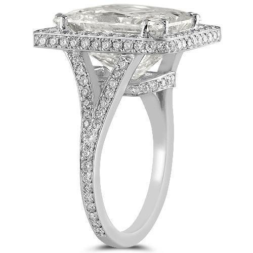 18K White Solid Gold GAI Certified Diamond Engagement Ring 13.19 Ctw