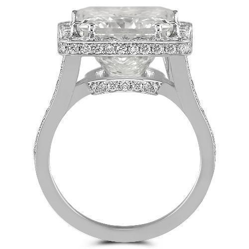 18K White Solid Gold GAI Certified Diamond Engagement Ring 13.19 Ctw